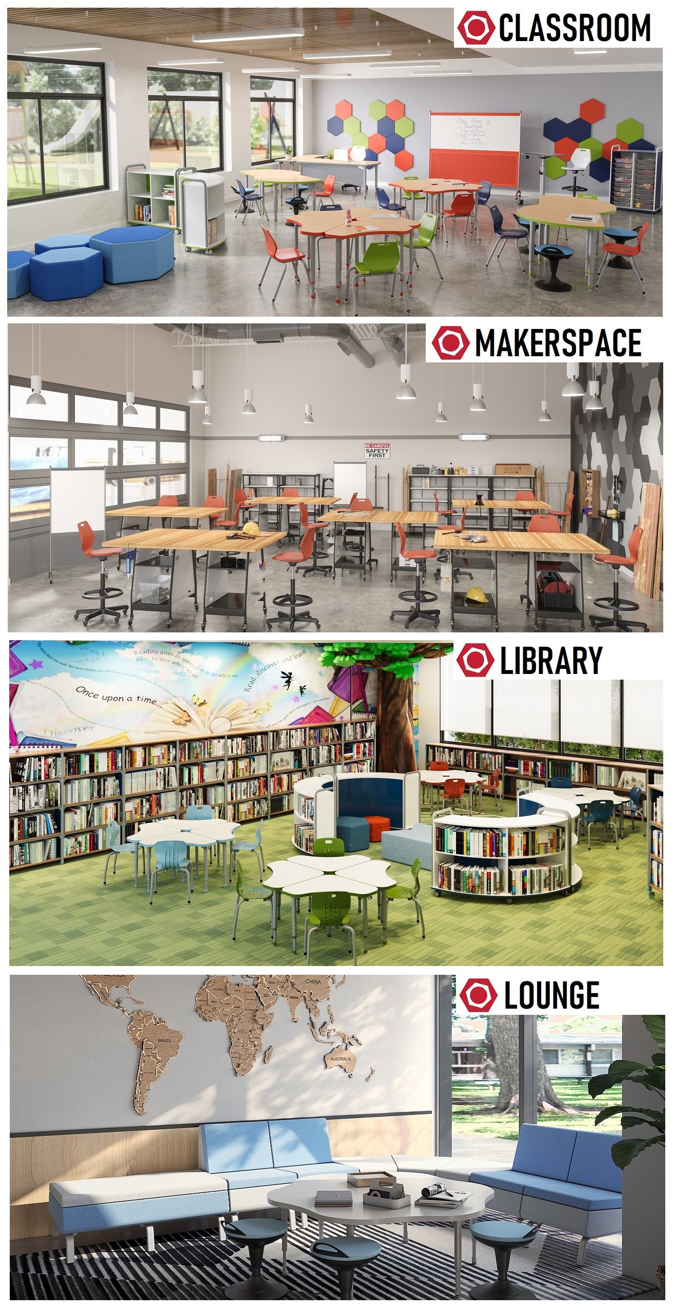 CLASSROOM - MAKERSPACE - LIBRARY - LOUNGE -PARAGON FURNITURE