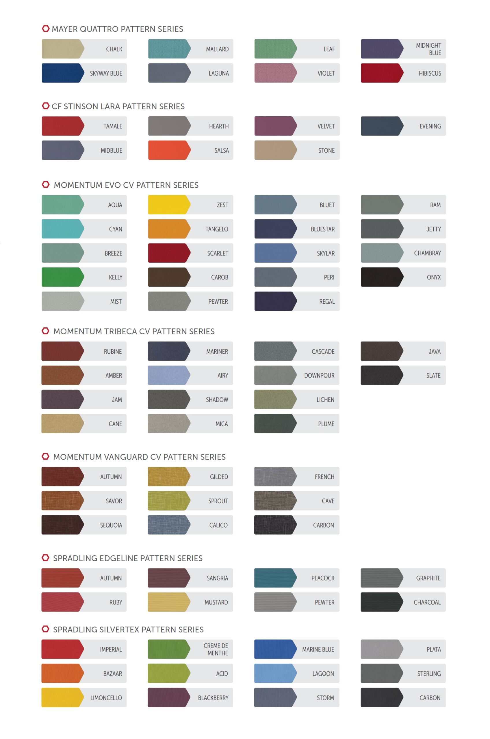 SOFT SEATING FABRIC COLOR GUIDE - PARAGON FURNITURE